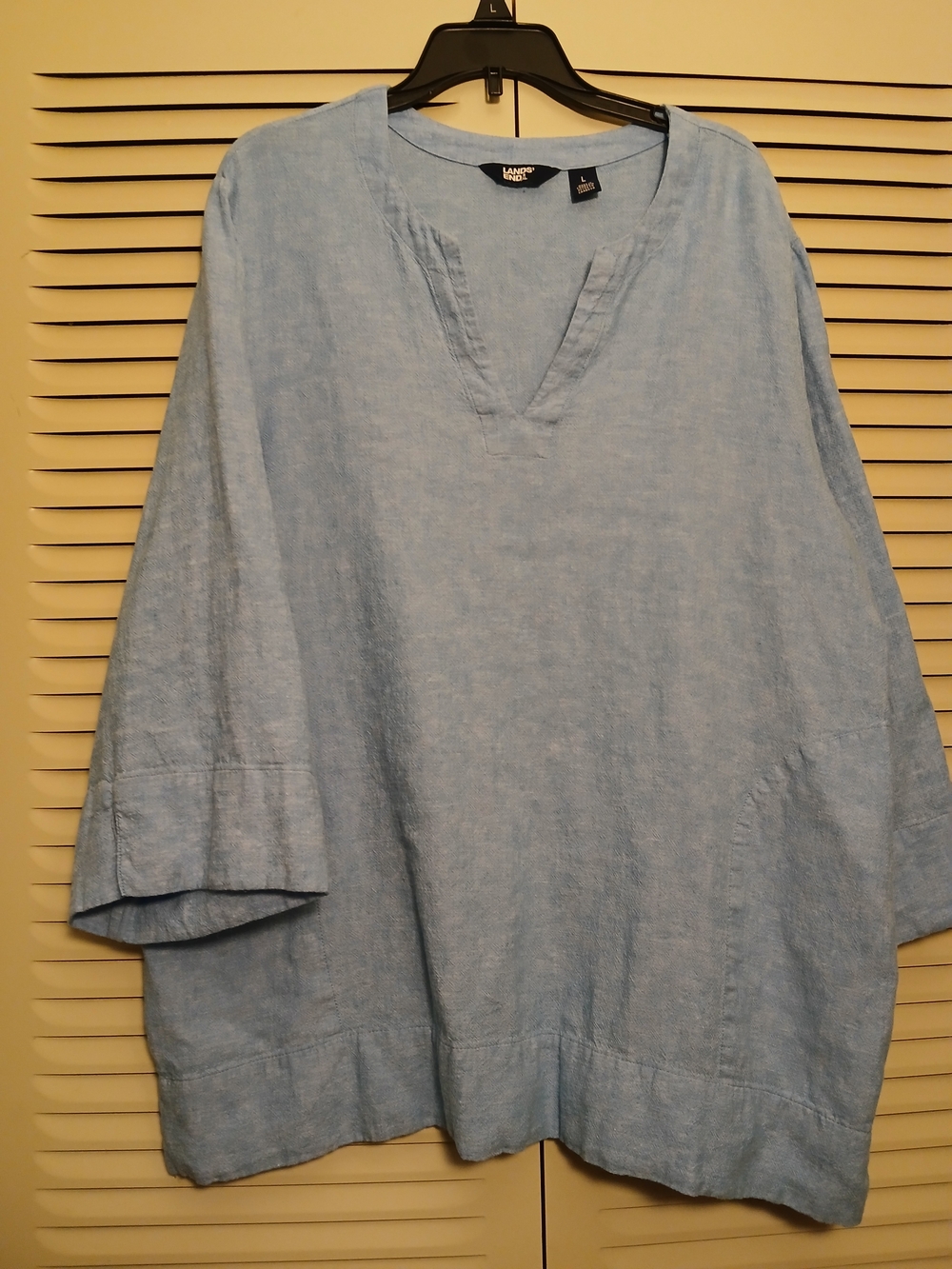 Lands' End Light Blue Linen Blend V-neck Tunic
